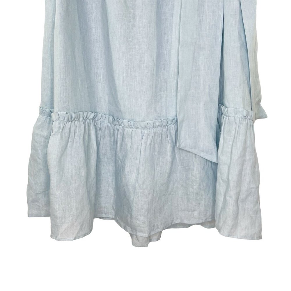 ANN MASHBURN Light Blue Midi Linen Wrap Skirt - Picture 4 of 8